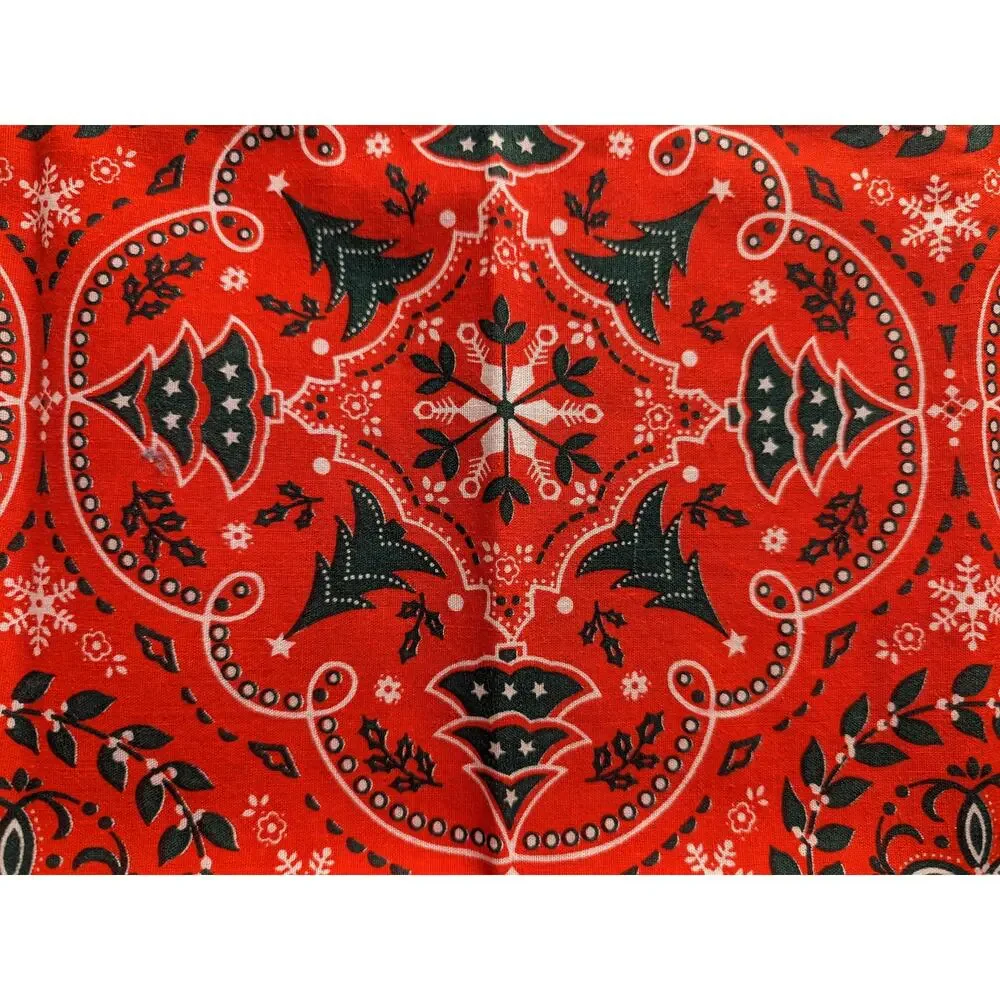 Vintage Handmade Red Geometric Pattern Christmas Tree Napkin Set of 6